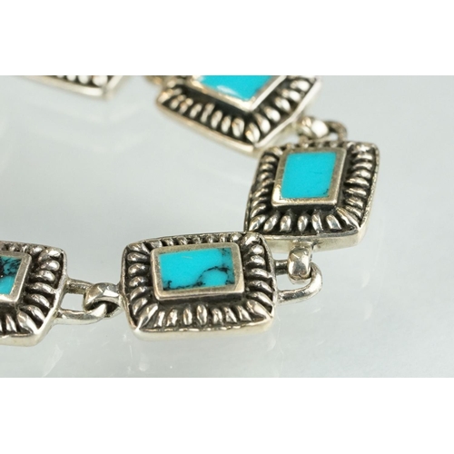 249 - Silver and turquoise panelled line bracelet