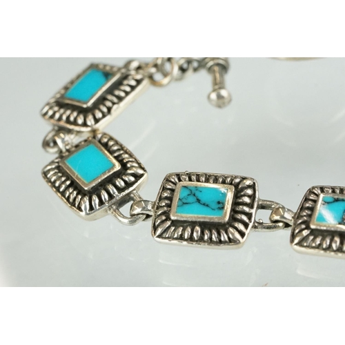 249 - Silver and turquoise panelled line bracelet