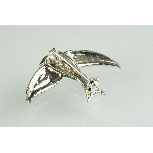 253 - Silver and enamel set swift bird pendant brooch