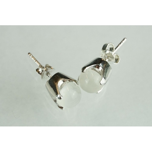 270 - Pair of silver and moonstone stud earrings