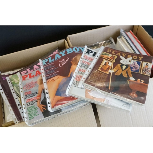 329 - A collection of approx seventy 1970's and 1980's Playboy magazine together with a small quantity of ... 