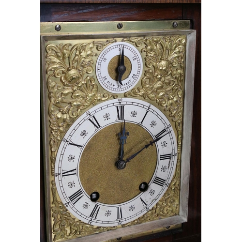 157 - Late 19th / Early 20th Century Lenzkirch carved oak bracket clock, the brass dial with silvered chap... 