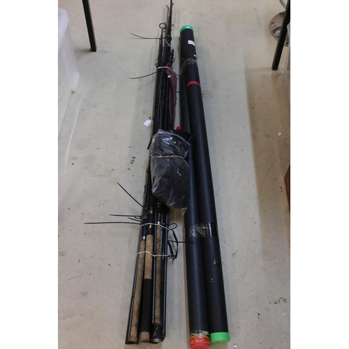 422B - Eight carbon fly & coarse fishing rods, to include Middy feeder and waggler rods, Abu Garcia, Leeda,... 