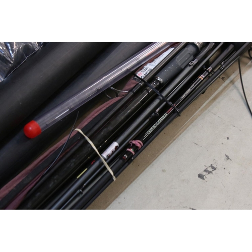 422B - Eight carbon fly & coarse fishing rods, to include Middy feeder and waggler rods, Abu Garcia, Leeda,... 