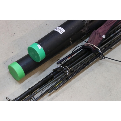 422B - Eight carbon fly & coarse fishing rods, to include Middy feeder and waggler rods, Abu Garcia, Leeda,... 