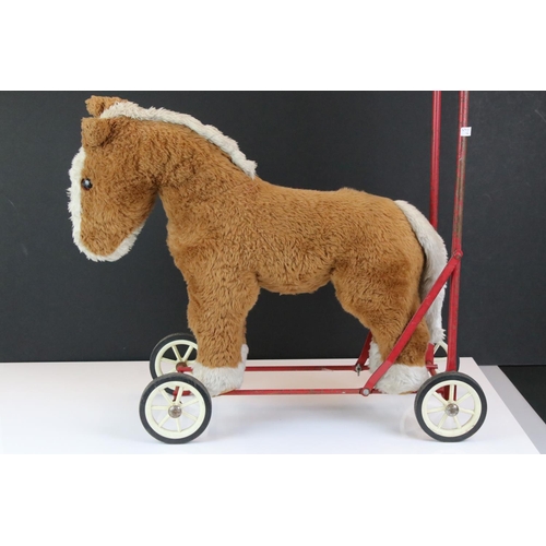 450A - Mid century Nylena push along child's toy horse, Made in England