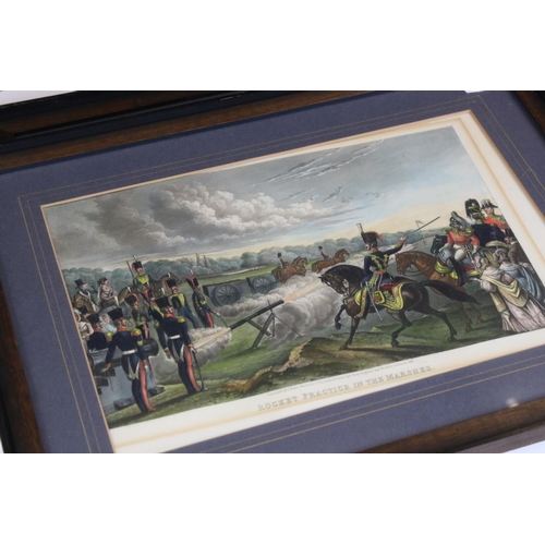 550 - Set of Three Military Coloured John Grant Engravings of the Army & Navy Register and Woolwich Gazett... 