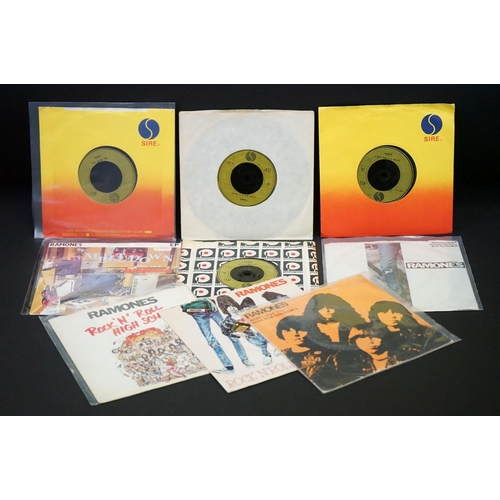 204 - Vinyl - The Ramones - 9 original singles, to include: Sheena Is A Punk Rocker (RAM 001) 2 copies, Sw... 