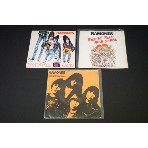 204 - Vinyl - The Ramones - 9 original singles, to include: Sheena Is A Punk Rocker (RAM 001) 2 copies, Sw... 