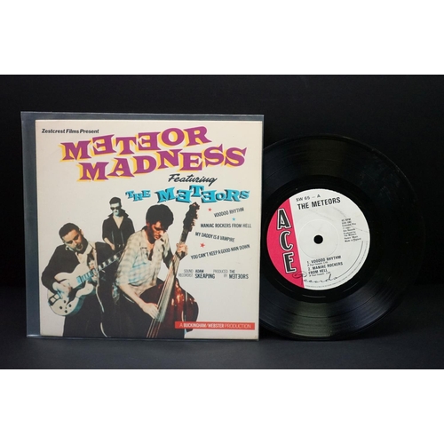 209 - Vinyl - 4 Psychobilly / Punkabilly original UK singles, to include: The Meteors - Meteor Madness E.P... 