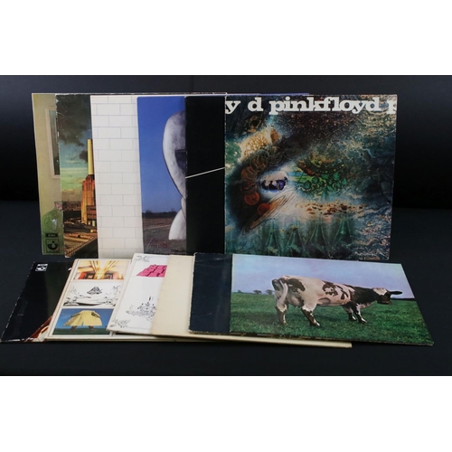 9 - Vinyl - 12 Pink Floyd LPs to include A Saucerful Of Secrets (SCX 6258) tan Columbia label, one EMI b... 