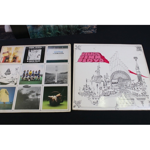 9 - Vinyl - 12 Pink Floyd LPs to include A Saucerful Of Secrets (SCX 6258) tan Columbia label, one EMI b... 