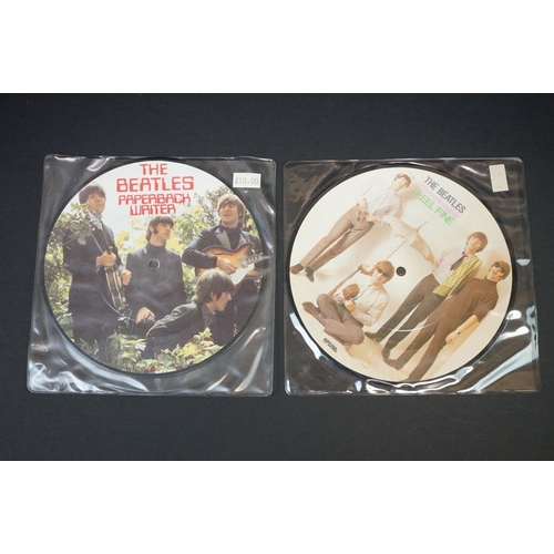 325 - Vinyl - The Beatles - 9 Original Picture Discs, to include: Paperback Writer, Yellow Submarine, From... 