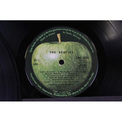 81 - Vinyl - The Beatles White Album SMO 2051/2 stereo French pressing No. 3032518 on Pathe Marconi.  Top... 