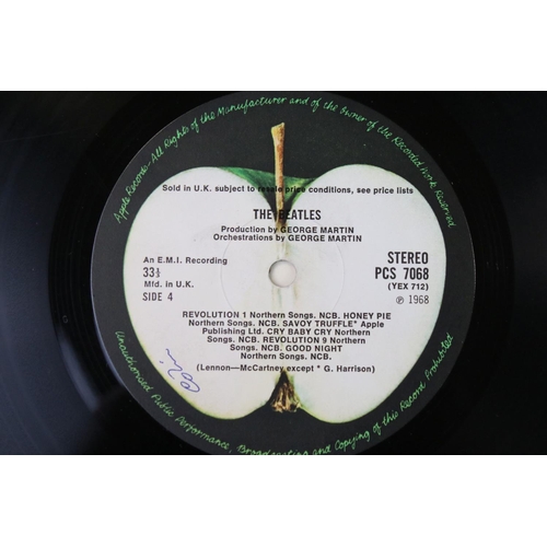 89 - Vinyl - The Beatles White Album PCS 7067/8 stereo No. 0342487 top loader, white inners, poster and 4... 