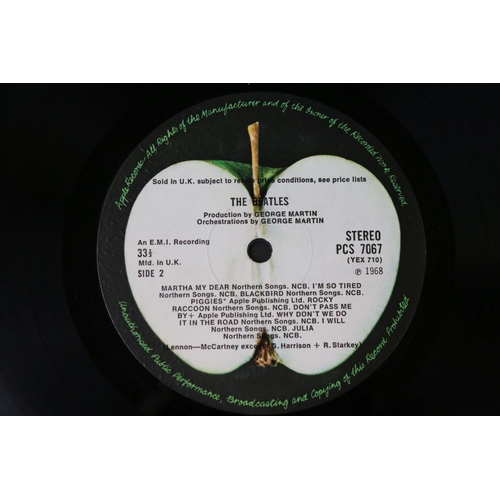 91 - Vinyl - The Beatles White Album PCS 7067/8 stereo No. 0307542 top loader, black inners (fair), poste... 