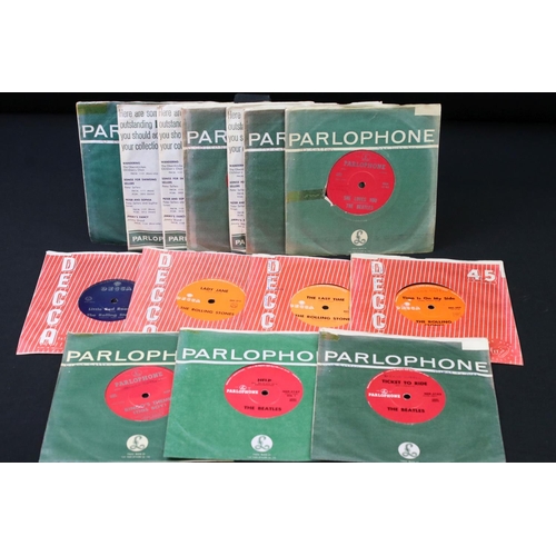 663 - Vinyl - 14 Original 1960s New Zealand pressings 7” singles by The Beatles and The Rolling Stones, to... 