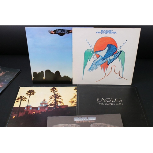 528 - Vinyl - 7 Eagles LPs to include Hotel California (K33051), The Long Run (K52181), One Of These Night... 