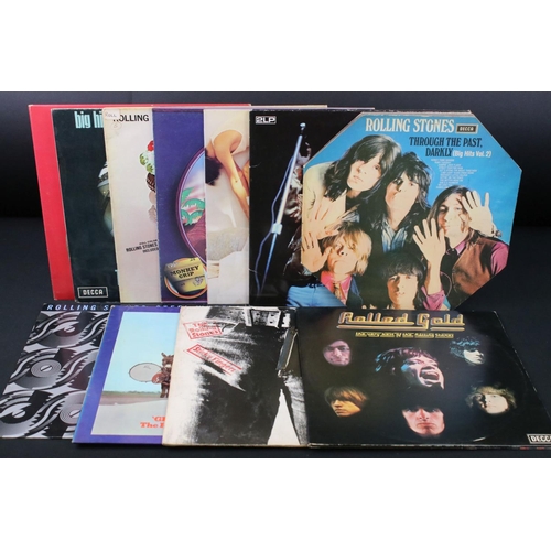 539 - Vinyl - 11 Rolling Stones & Members LPs to include Big Hits, Get Stones, Rolled Gold, Sticky Fingers... 