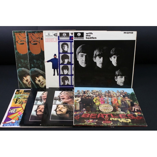 625 - Vinyl - 9 The Beatles LPs to include With The Beatles, A Hard Days Night, Help!, Rubber Soul x 2 (mo... 