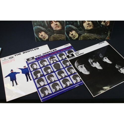 625 - Vinyl - 9 The Beatles LPs to include With The Beatles, A Hard Days Night, Help!, Rubber Soul x 2 (mo... 