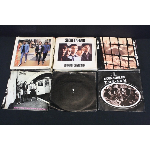 672 - Vinyl - 24 Original UK Mod Revival singles, to include: The Jam (16 singles), Secret Affair (3 singl... 