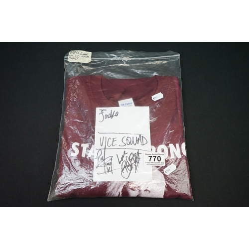 770 - Memorabilia - A Vice Squad T-Shirt.  White print on burgundy coloured large t-shirt.  Comes with a w... 