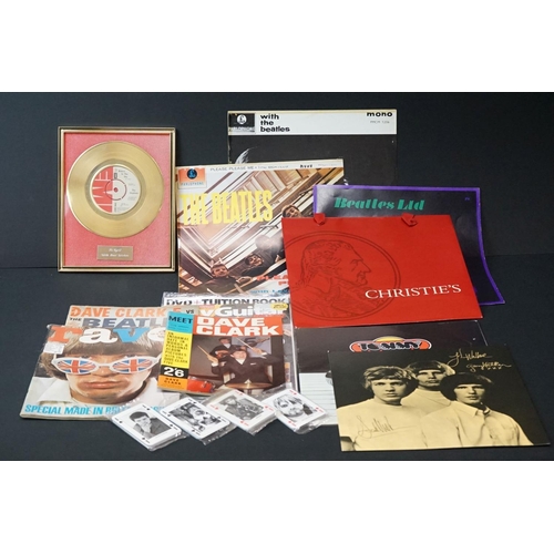 774 - Memorabilia - various items of memorabilia including 24ct plated Shadows disc, Beatles magazines, LP... 