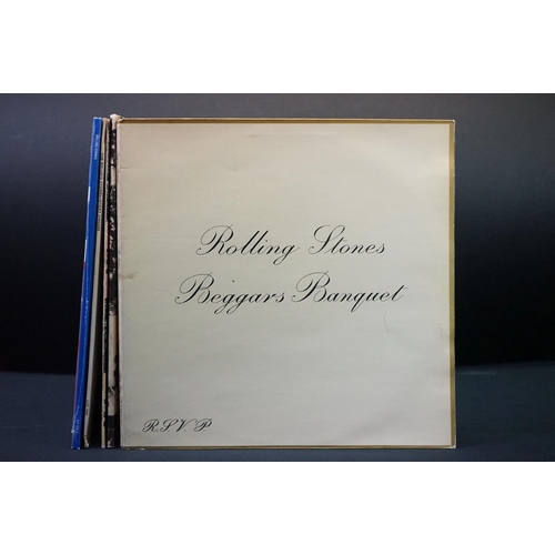 597 - Vinyl - 5 Rolling Stones LPs to include Beggars Banquet (SLK 4955) boxed blue Decca label (mark to r... 