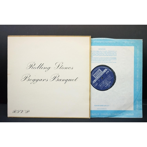 597 - Vinyl - 5 Rolling Stones LPs to include Beggars Banquet (SLK 4955) boxed blue Decca label (mark to r... 