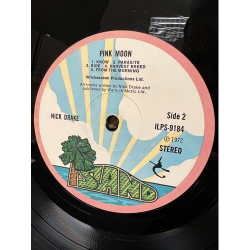 744 - Vinyl - Nick Drake Pink Moon on Island ILPS 9184.  Gatefold sleeve has creasing, and also losses fro... 