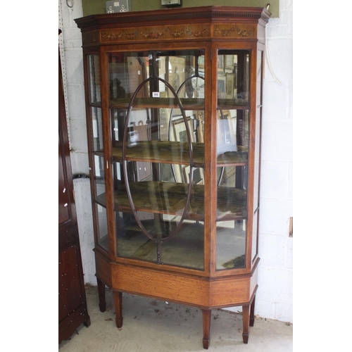 566 - Early 20th century Sheraton Revival Mahogany Inlaid Display Cabinet, the single glazed door with key... 