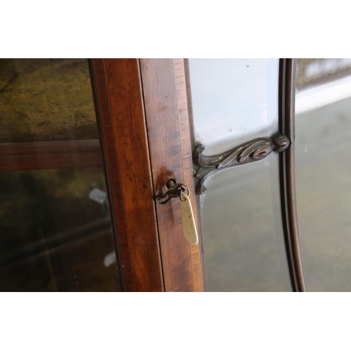 566 - Early 20th century Sheraton Revival Mahogany Inlaid Display Cabinet, the single glazed door with key... 