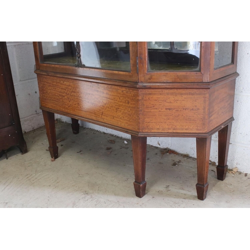 566 - Early 20th century Sheraton Revival Mahogany Inlaid Display Cabinet, the single glazed door with key... 