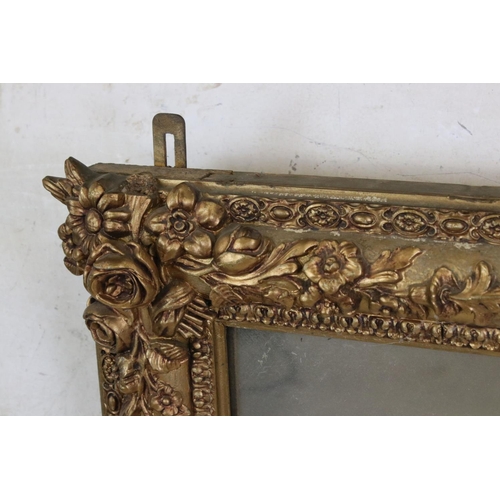 569 - Gilt Framed Rectangular Overmantle Mirror with moulded floral detail, 88cm x 113cm