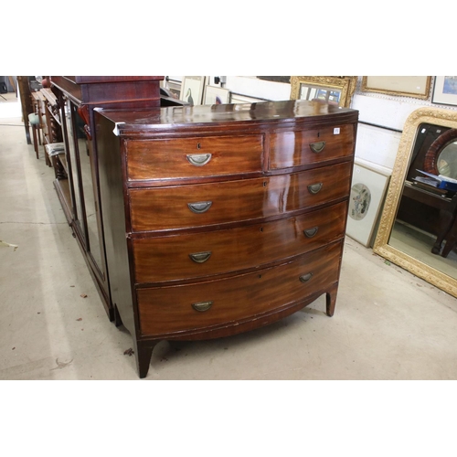 572 - Early 19th century Mahogany Bow Front Chest of Two Short over Three Long Drawers, raised on swept br... 