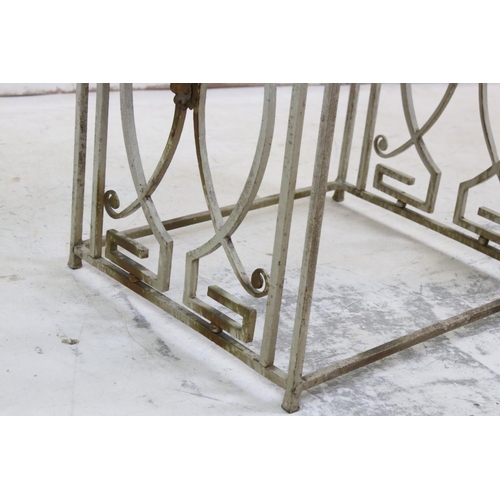 591 - Mid century Wrought Iron Table with glass top, 43cm long x 50cm high