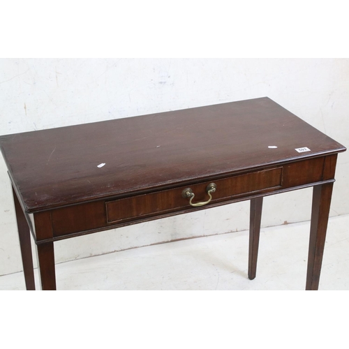 593 - George III Mahogany Side Table with small drawer and raised on square legs, 90cm wide x 73cm high