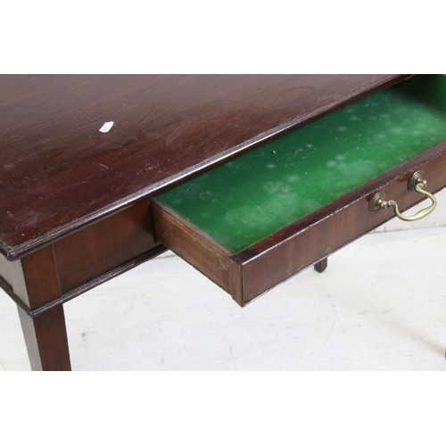 593 - George III Mahogany Side Table with small drawer and raised on square legs, 90cm wide x 73cm high