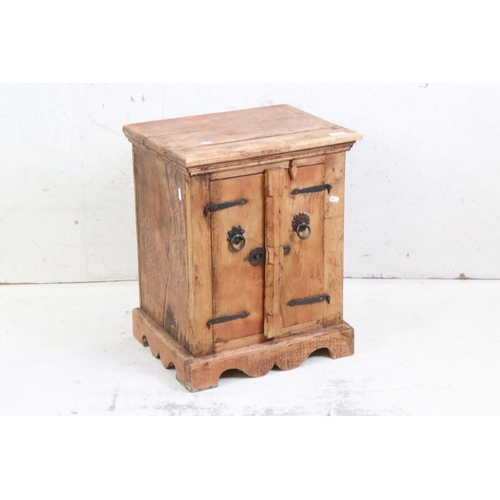 594 - Hardwood Small Cabinet with iron fittings, 45cm wide x 56cm high