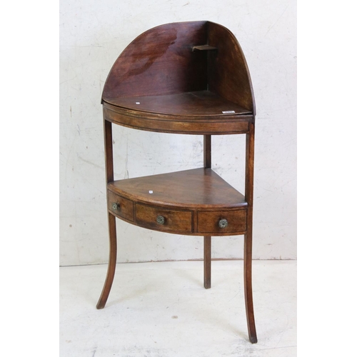 595 - George III Mahogany Corner Washstand, 57cm wide x 103cm high together with a Regency Mahogany Elbow ... 