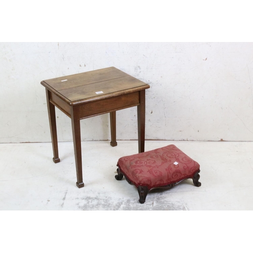 597 - Oak Occasional Table and Mahogany Foot Stool