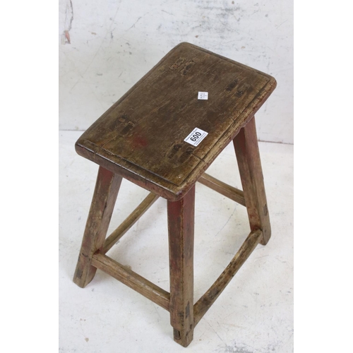 600 - Antique Cherry Wood Joint Stool, 47cm high