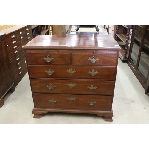 605 - George III Mahogany Chest of Two Short Drawers over Three Long Drawers, with green baise inset brush... 