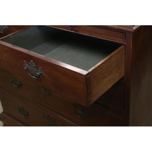 605 - George III Mahogany Chest of Two Short Drawers over Three Long Drawers, with green baise inset brush... 