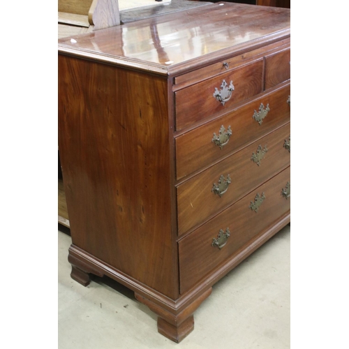 605 - George III Mahogany Chest of Two Short Drawers over Three Long Drawers, with green baise inset brush... 