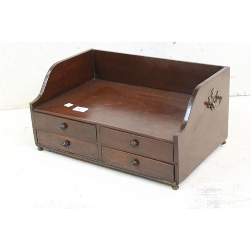 607 - Mahogany Table Top Book Trough with four drawers beneath, 47cm wide x 23cm high