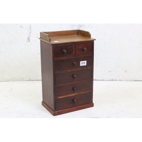 610 - Small Table Top Six Drawer Chest, 43cm high