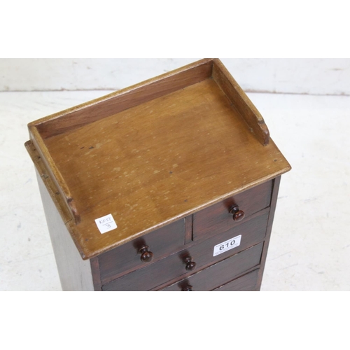 610 - Small Table Top Six Drawer Chest, 43cm high