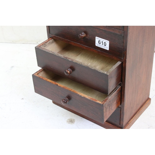 610 - Small Table Top Six Drawer Chest, 43cm high